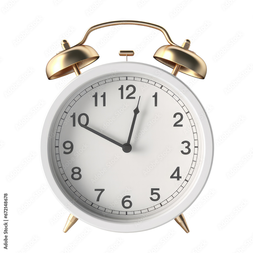 old alarm clock isolated on a transparent background