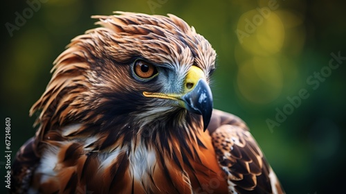 Grand bird of prey gazing with sharp claws in center © Humeyra