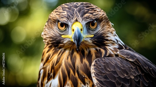 Grand bird of prey gazing with sharp claws in center
