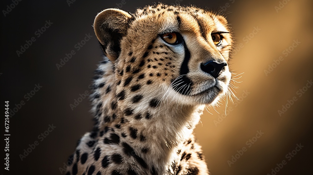 Near up representation of grand cheetah gazing Near up representation of grand cheetah gazing
