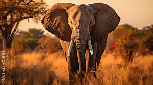 Lovely shot of an african elephant within the savanna field