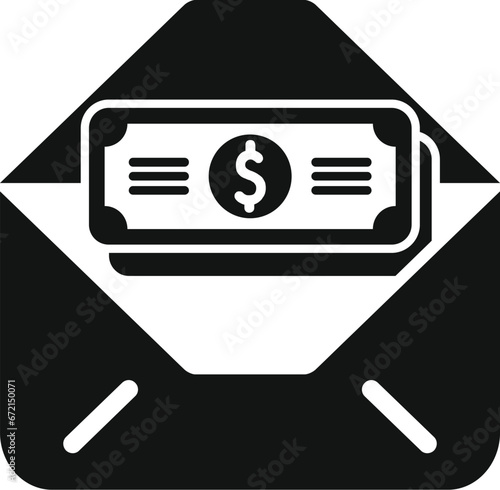 Cash in new envelope icon simple vector. Stack credit. Change atm service