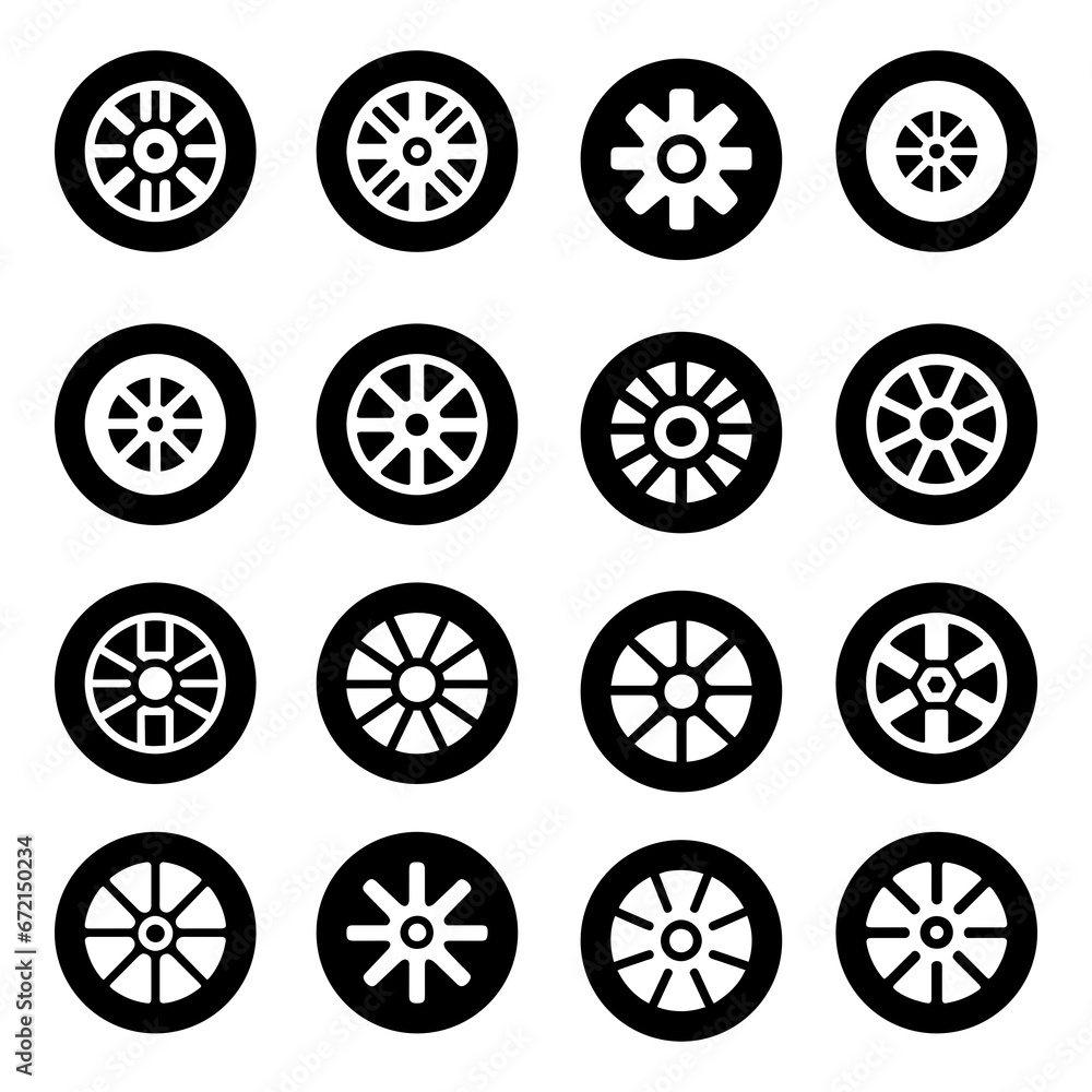 Set of wheel icon. Pictogram vector design.
