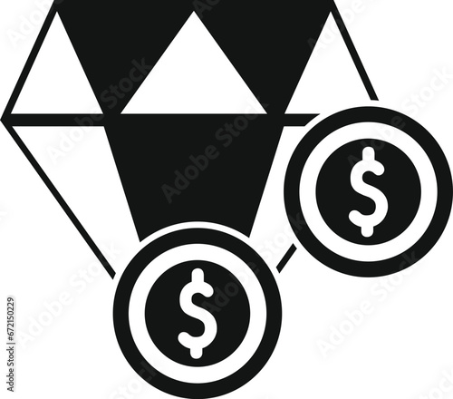 Diamond coins money icon simple vector. Currency wallet. Online money finance