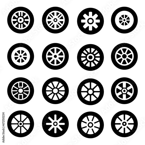 Set of wheel icon. Pictogram vector design.