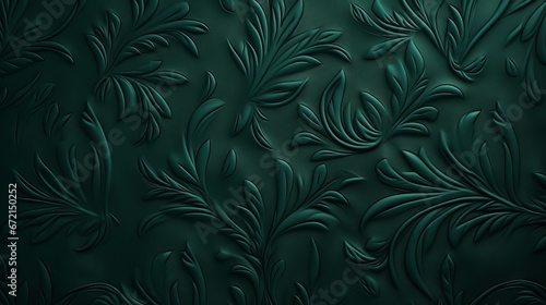 Wallpaper Mural Emerald green leather texture with vintage pattern for royal party invitation card or Christmas background Torontodigital.ca