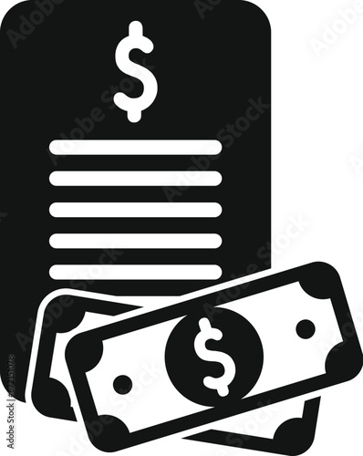 Cash bank paper icon simple vector. Finance payment. Coin dollar change