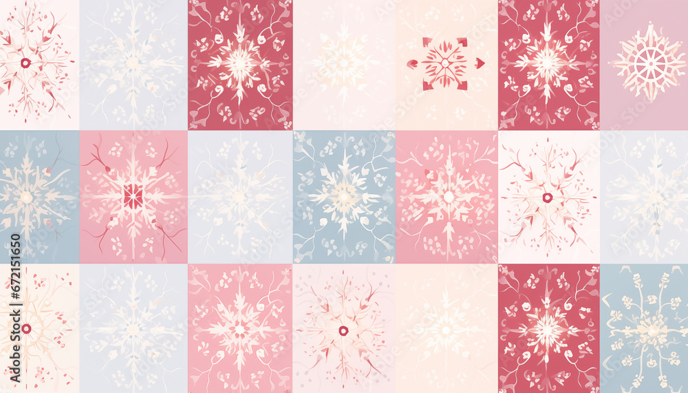 Festive Winter Wonderland Tile Pattern with Whimsical Folk-Inspired Motifs