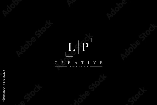minimalist LP initial logo with simple vertical stroke line in black