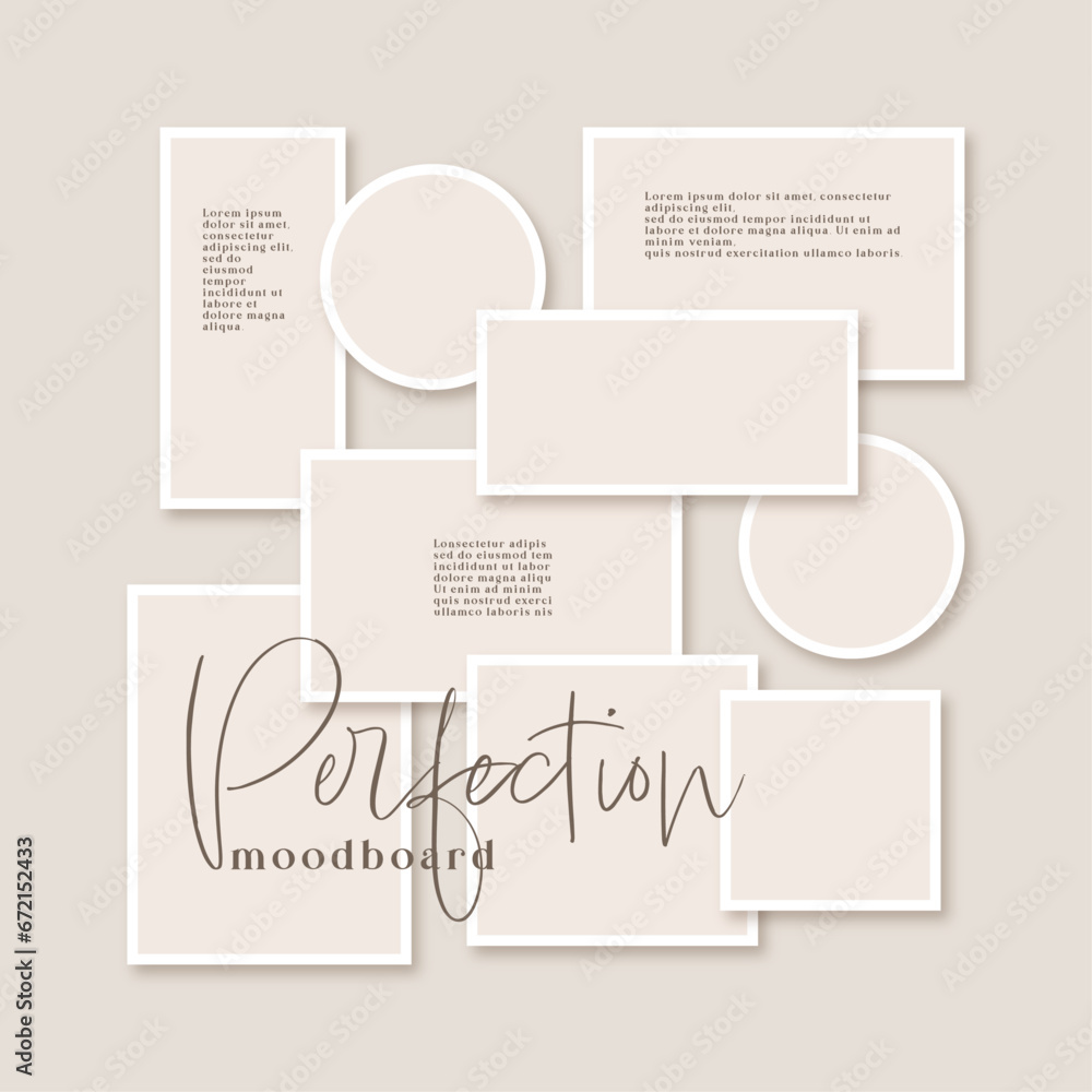 Vector photo collage template moodboard pictures grids vector illustration	