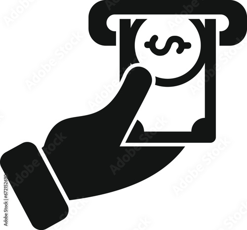 Take money cash from atm icon simple vector. Card change. Payment sign