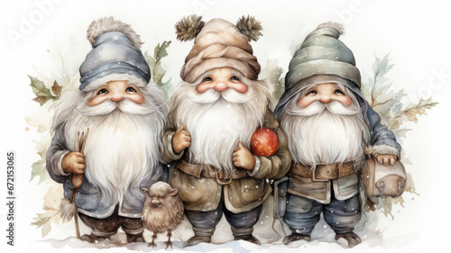 Three cute dwarves with long beards