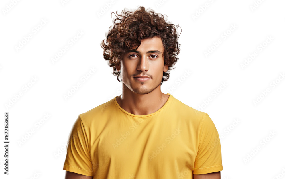 Tousled Tresses Embracing the Natural Waves of a Young Man on White or PNG Transparent Background. Tousled Tresses Embracing the Natural Waves of a Young Man on White or PNG Transparent Background.