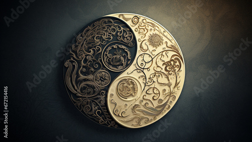Yin Yang symbol decorated with floral pattern © sema_srinouljan