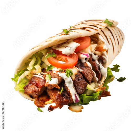 a tortilla with meat and vegetables