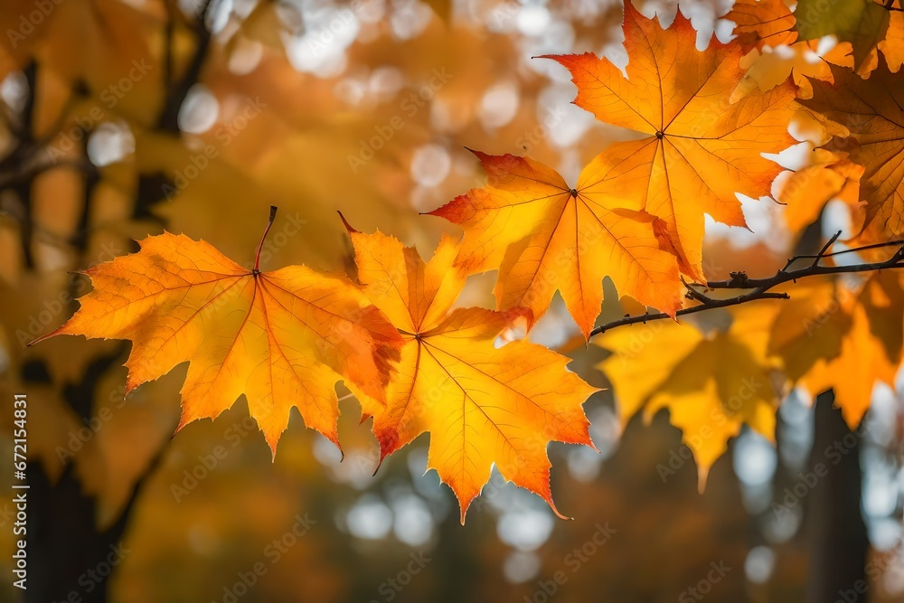 A Captivating Ultra High-Quality Photo of Maple Leaves in their Golden Splendor.