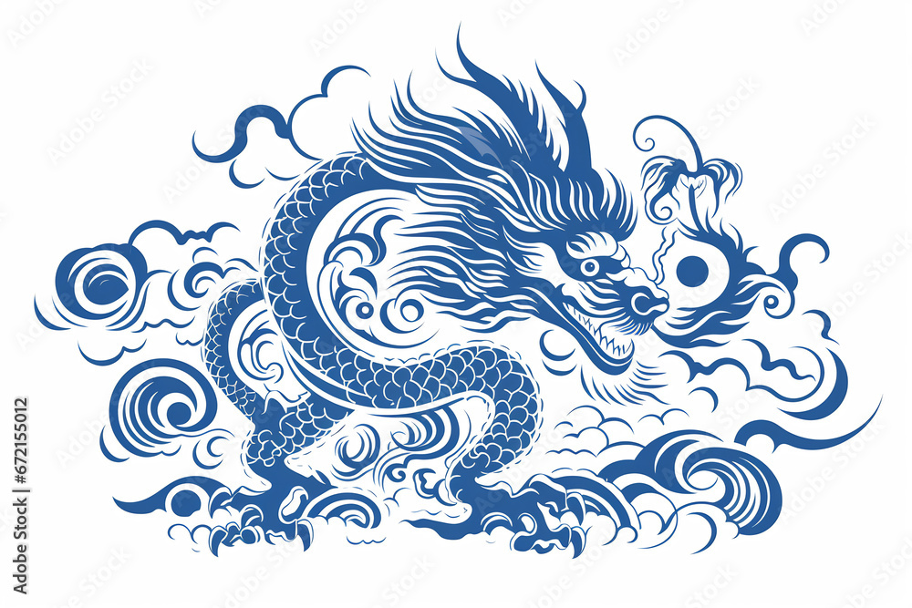 Blue Chinese Dragon symbol of 2024. Chinese New Year Stock Illustration Adobe Stock
