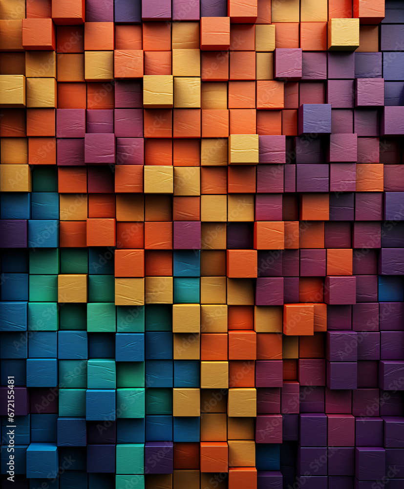 Colorful Wood Brick Wallpaper Vibrant Animation-Style Abstraction with Mesmerizing Colorscapes.