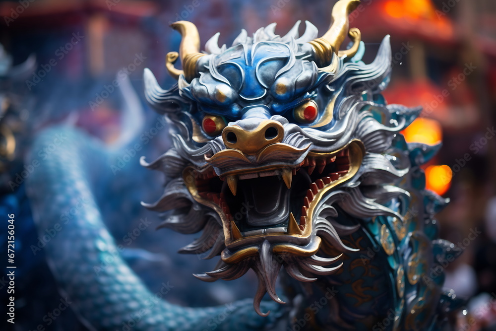 Naklejka premium Blue Chinese Dragon symbol of 2024. Chinese New Year