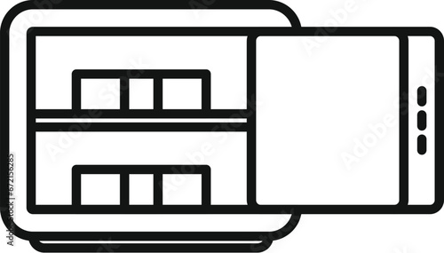 Office open money safe icon outline vector. Currency stack. Coin euro