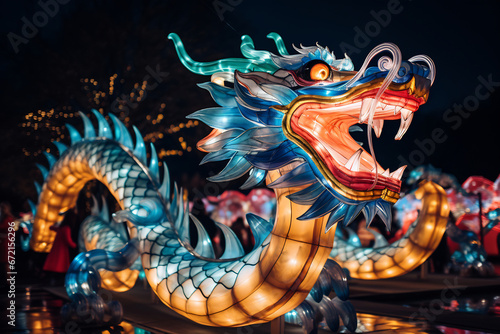 Wallpaper Mural Blue Chinese Dragon symbol of 2024. Chinese New Year Torontodigital.ca