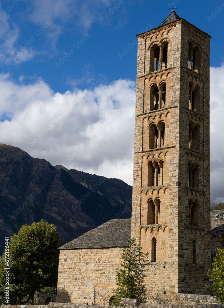 Church of Sant Climent in Taül (Lleida) Catalan Pyrenees. Spain. Romanesque church. World Heritage.