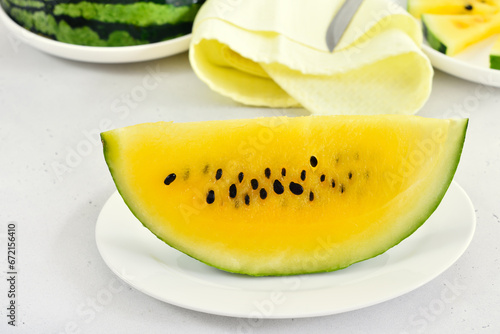 Watermelon on white plate