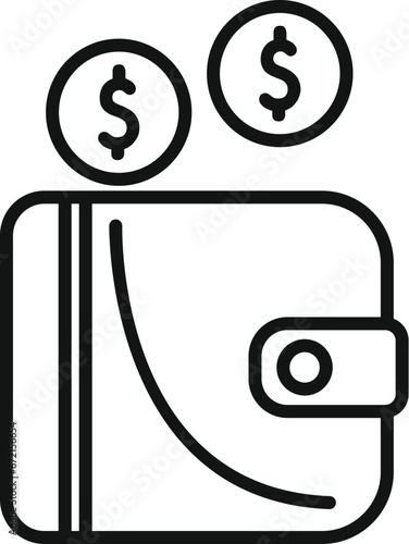 Leather wallet coins icon outline vector. Sign card. Wallet safe moolah