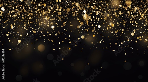 Gold glitter and confetti on black background for Christmas celebration - festive vector illustration photo