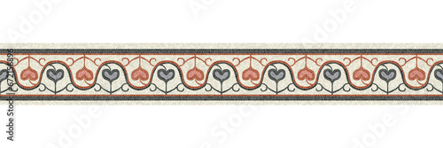 Horizontal border mosaic tiles, vector pattern
