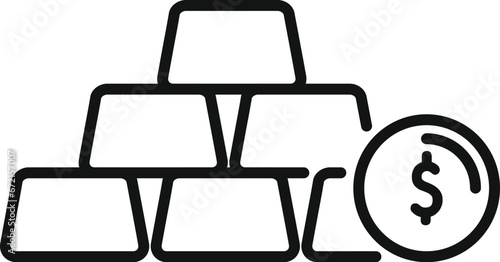 Gold bar stack icon outline vector. Finance stock. Money bank funds