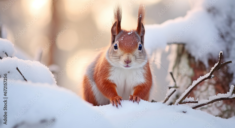 squirrel in the snow squirrel in the snow