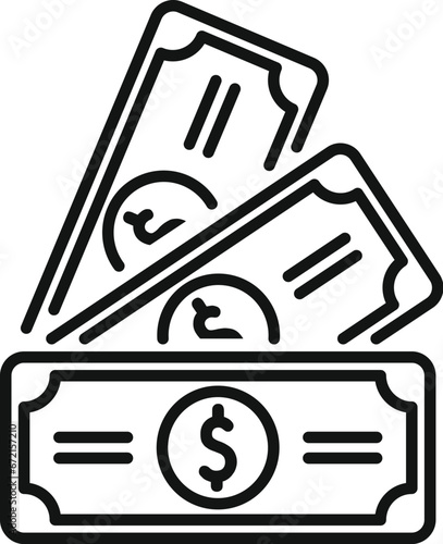 Cash money banknotes icon outline vector. Sign funds. Paper safe wallet