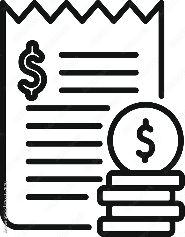 Cash paper document icon outline vector. Check safe money. Coin finance Cash paper document icon outline vector. Check safe money. Coin finance