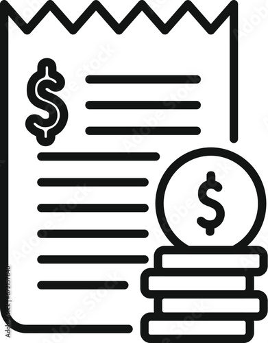 Cash paper document icon outline vector. Check safe money. Coin finance
