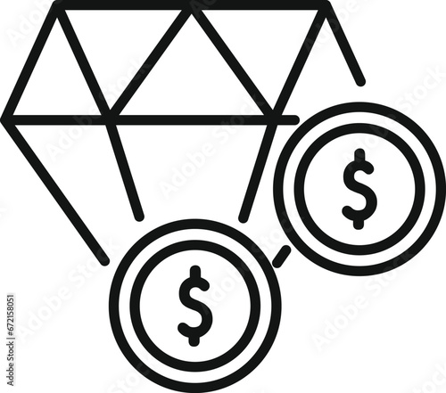 Diamond coins money icon outline vector. Currency wallet. Online money finance
