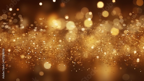 Golden Christmas particles and sprinkles for a festive celebration - shiny golden lights wallpaper background