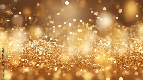 Golden Christmas particles and sprinkles for a festive celebration - shiny golden lights wallpaper background