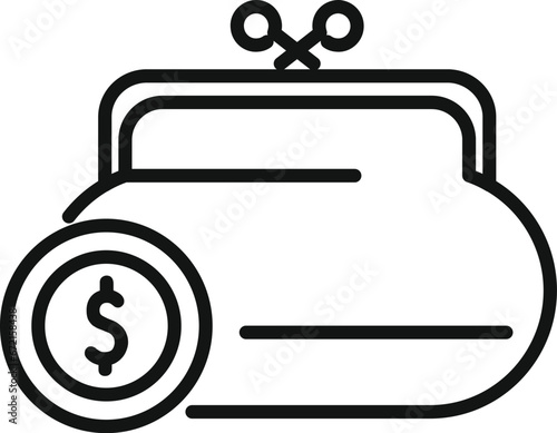 Full wallet of coins icon outline vector. Money home finance. Safe cashback
