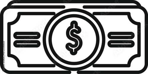 Cash money coin icon outline vector. Payment currency. Atm wallet funds