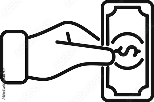 Give cash money icon outline vector. Sign of cashback. Safe money investment