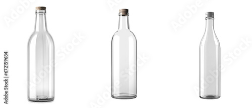 collection of Glass Empty wine Bottle s. Carbonated drink. Mock Up Template    isolated on a transparent background. PNG  cutout  or clipping path. 