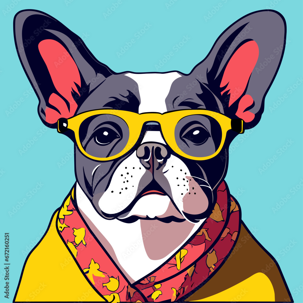 Intelectual hipster french bulldog