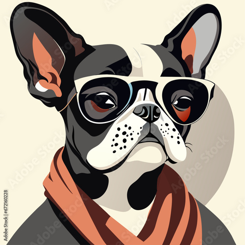 Intelectual hipster french bulldog