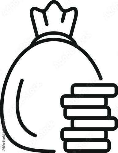 Coins money bag icon outline vector. Finance payment. Investment safe credit
