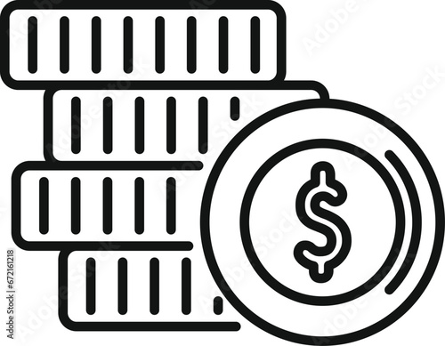 Coins icon outline vector. App credit wallet. Coin finance credit funds