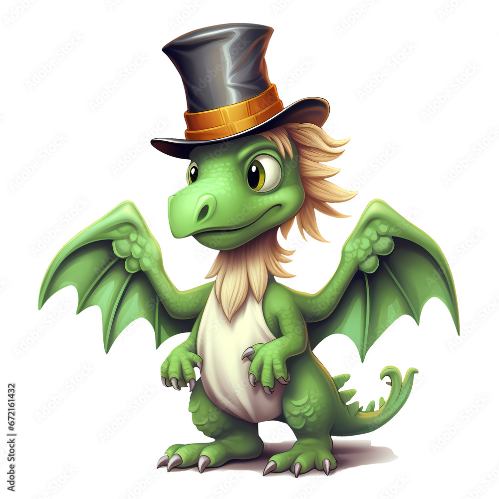 Fototapeta premium Cute Dinosaur St Patrick Clipart Illustration