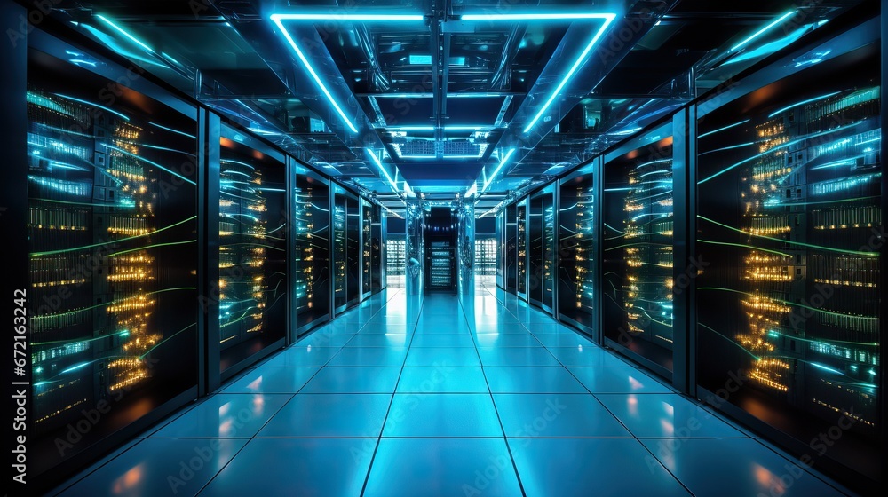 Digital Backbone: Server Room in Hosting Company Digital Backbone: Server Room in Hosting Company