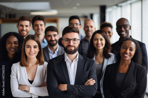 Portrait of multi-ethnic male and female professionals with crossed arms standing in office. Confident individuals make a confident team. Diverse group of confident business people. photo