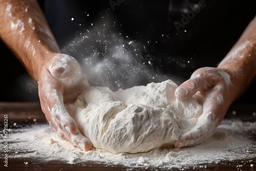 Art of Dough: Man Kneading Pasta or Pizza Dough